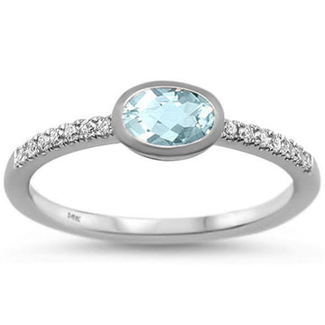 Sonara Fine Jewelry Rings Aquamarine Amethyst, Aquamarine, Pink Tourmaline or Topaz and Diamond 14K White Gold Ring, Chic, Modern, Minimalist
